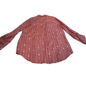 Love 83 Geometric Arrow Button Down Shirt Women's Large Coral Long Sleeve Top